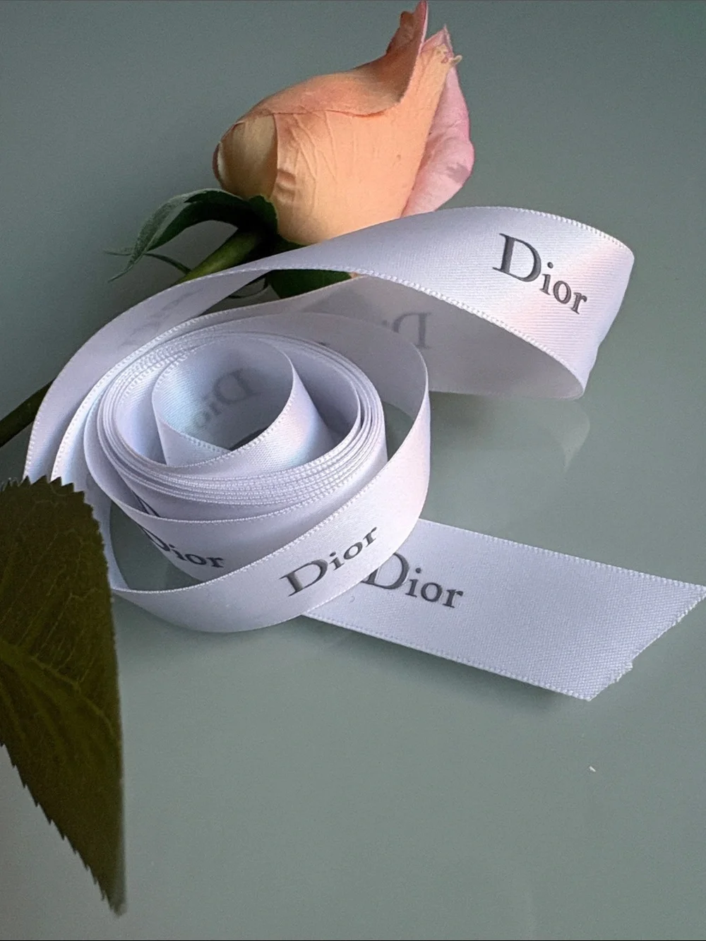 Dior White Logo Satin Ribbon